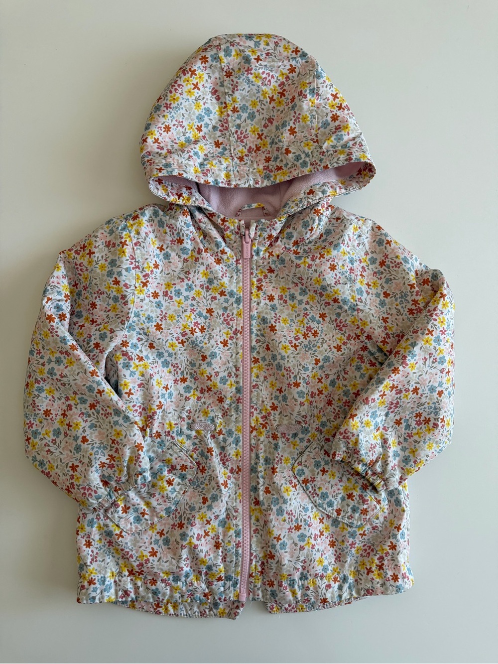 Carter's 3T Multicolor Floral Hooded Jacket with Pink Lining